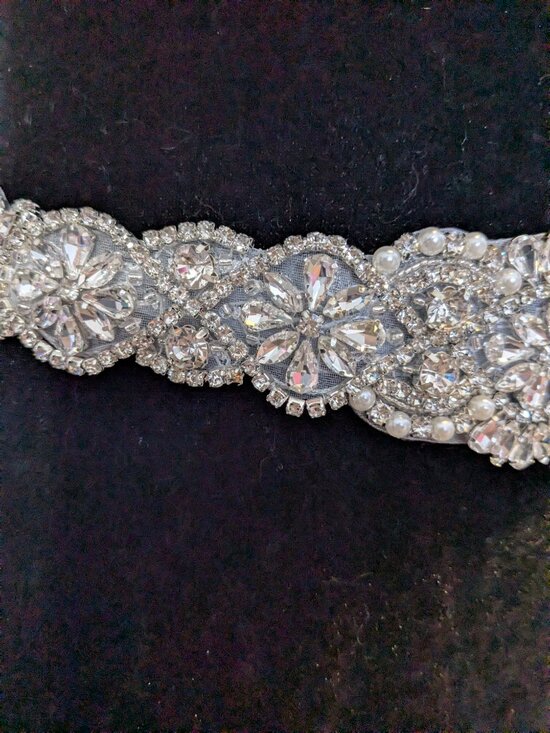 White Organza Ribbon Rhinestone Bridal Belt main image 4